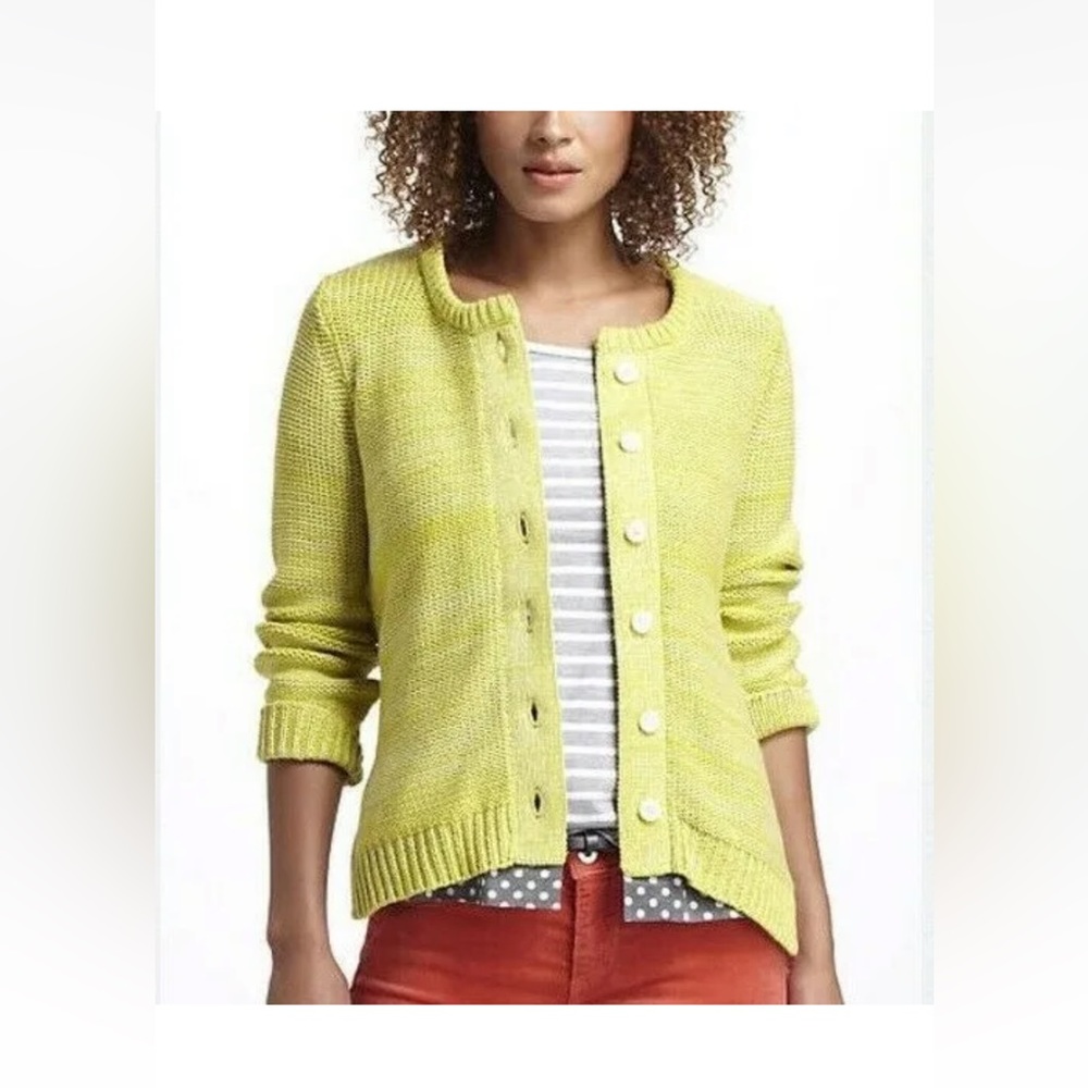 Anthropologie Yellow Cardigan Sweater